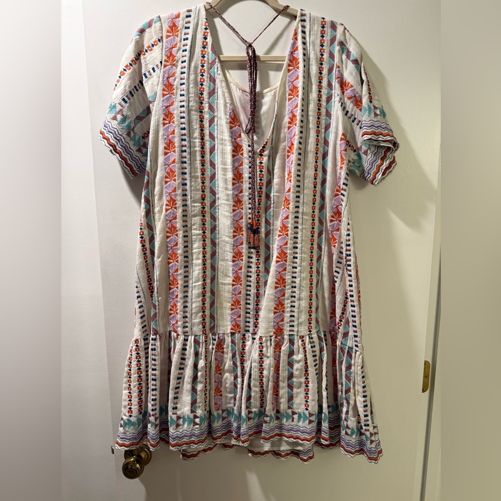 Anthropologie DUET Tildie Embroidered Tunic Dress multi color Tassel - Picture 3 of 6